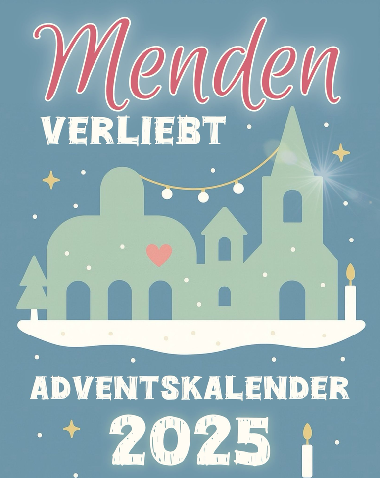 Marktplatz im Schnee, Altes Rathaus, Mond, Sterne, Präsentkorb im Vordergrund